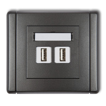 Gniazdo podwójne 2xUSB A-A 2.0 Karlik seria FLEXI 11FGUSB-2 kolor grafitowy