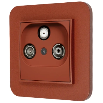 Gniazdo rtv-sat z ramką zaokrągloną seria MINI kolor terakota