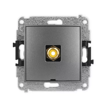 Mechanizm gniazda pojedynczego RCA, bez pola opisowego typu cinch - żółty, pozłacany Karlik seria MINI 11MGRCABO-1 kolor grafitowy