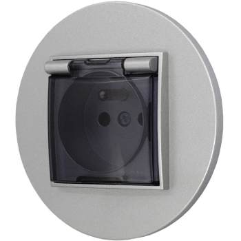 Gniazdo hermetyczne z ramką okrągłą seria MINI kolor srebrny