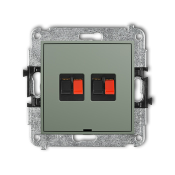 Mechanizm gniazda głośnikowego podwójnego, bez pola opisowego Karlik seria MINI 61MGGBO-2 kolor szałwiowy