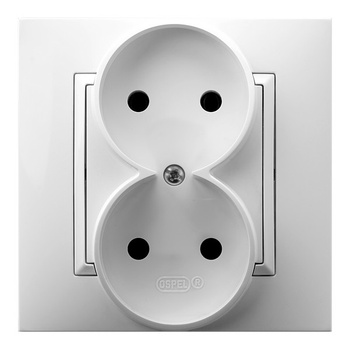 Gniazdo podwójne kompletne z ramką seria ARIA kolor Biały symbol GP-2U/00