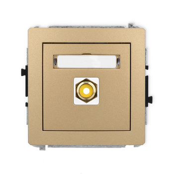 Mechanizm gniazda pojedynczego RCA typu cinch - żółty, pozłacany Karlik seria DECO 8DGRCA-1 kolor złoty metalik