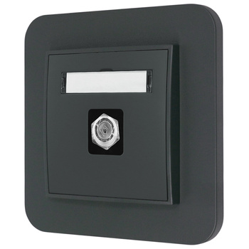 Gniazdo antenowe 1x z ramką zaokrągloną seria MINI kolor grafitowy mat