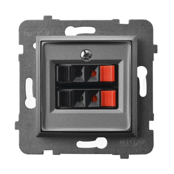 Gniazdo głośnikowe podwójne seria ARIA kolor Szary mat symbol GG-2U/m/70