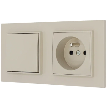 Włącznik pojedynczy z gniazdem pojedynczym z ramką prostą seria MINI kolor taupe