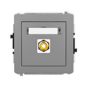 Mechanizm gniazda pojedynczego RCA typu cinch - żółty, pozłacany Karlik seria DECO 27DGRCA-1 kolor szary mat