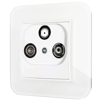 Gniazdo rtv-sat z ramką zaokrągloną efekt szkła seria ICON kolor biały