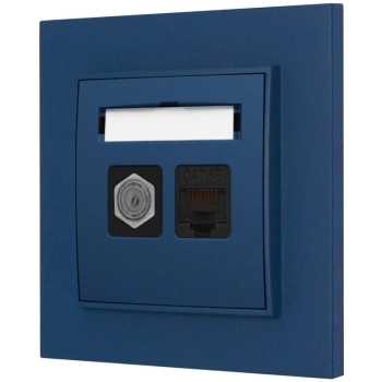 Gniazdo rj45/antenowe z ramką kwadratową seria MINI kolor navy blue