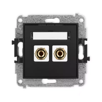 Mechanizm gniazda głośnikowego pojedynczego typu banan - czerwony i czarny, pozłacany, 4 mm2, do lutowania Karlik seria MINI 12MGG-3 kolor czarny mat