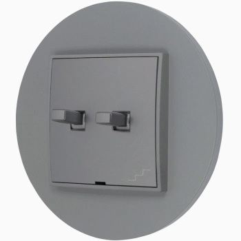 Włącznik schodowy podwójny w stylu USA ramka okrągła seria Mini kolor szary mat