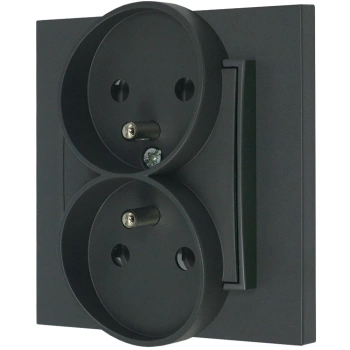 Gniazdo podwójne z ramką prostą seria MINI kolor grafitowy mat