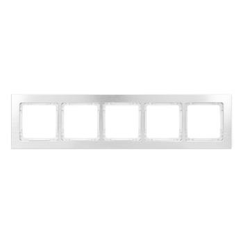 Ramka uniwersalna pięciokrotna - aluminium szczotkowane ramka: srebrna; spód: biały Karlik seria DECO 7-0-DRA-5 kolor srebrny