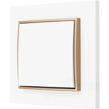 Włącznik pojedynczy z ramką karlik mini kolor biały/złoty