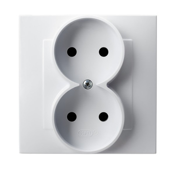 Gniazdo podwójne kompletne z ramką seria SZAFIR kolor Biały symbol GP-2Z/00