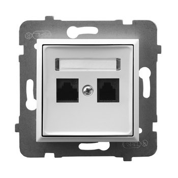 Gniazdo komputerowe podwójne, kat. 5e MMC seria ARIA kolor Biały symbol GPK-2U/K/m/00