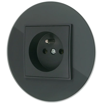 Gniazdo pojedyncze z ramką okrągłą efekt szkła seria ICON kolor grafitowy mat
