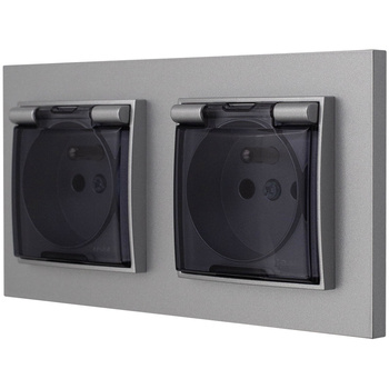 Dwa gniazda hermetyczne karlik mini kolor srebrny 19