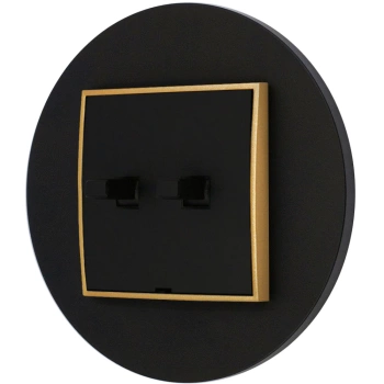 Włącznik podwójny w stylu USA ramka okrągła seria Mini kolor czarny mat/złoty