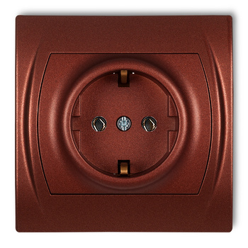 Gniazdo pojedyncze z uziemieniem SCHUKO 2P+Z bez przesłon torów prądowych Karlik seria LOGO 9LGP-1s kolor brązowy metalik