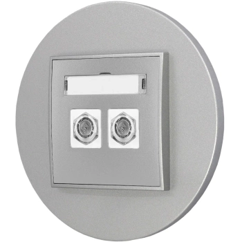 Gniazdo antenowe 2x z ramką okrągłą seria MINI kolor srebrny