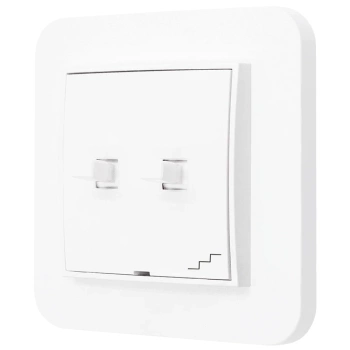 Włącznik schodowy podwójny w stylu USA ramka zaokrąglona seria Mini kolor biały