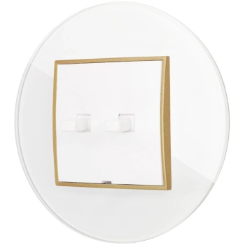Włącznik roletowy w stylu USA ramka okrągła efekt szkła seria ICON kolor biały/złoty