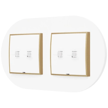 Dwa włączniki podwójne w stylu USA ramka okrągła seria Mini kolor biały/złoty