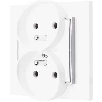 Gniazdo podwójne z ramką  karlik mini kolor biały/srebrny