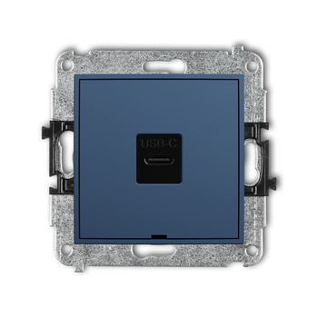 Mechanizm gniazda pojedynczego 1xUSB C-C, bez pola opisowego Karlik seria MINI 64MGUSBBO-7 kolor navy blue
