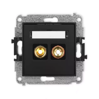 Mechanizm gniazda głośnikowego pojedynczego typu banan - czerwony i czarny, pozłacany, 4 mm2, skręcany Karlik seria MINI 12MGG-4 kolor czarny mat