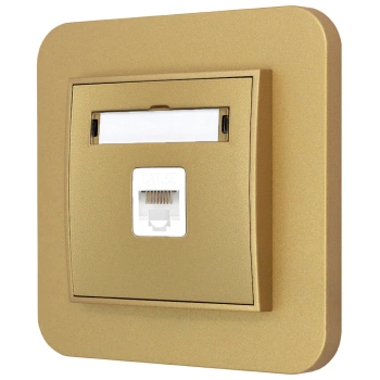 Gniazdo internetowe rj45 1x z ramką zaokrągloną seria MINI kolor złoty