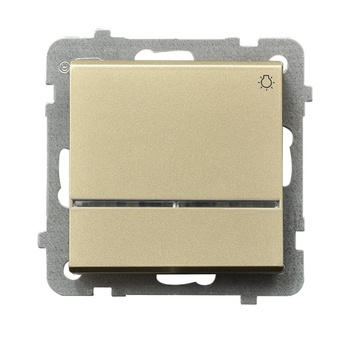 Łącznik zwierny "światło" z podświetleniem niebieskim seria SONATA kolor Szampański złoty symbol ŁP-5RS/m/39