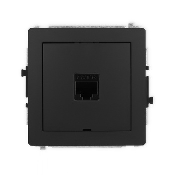 Mechanizm gniazda komputerowego pojedynczego 1xRJ45, kat. 6, 8-stykowy, bez pola opisowego Karlik seria DECO 12DGKBO-3 kolor czarny mat