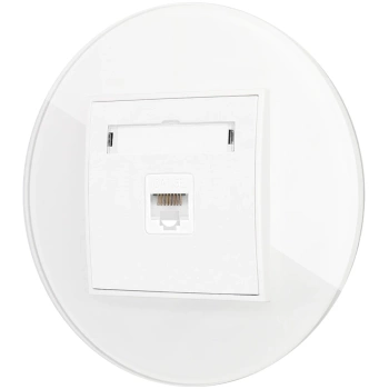 Gniazdo internetowe rj45 1x z ramką okrągłą efekt szkła seria ICON kolor biały