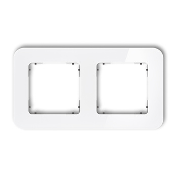 Ramka uniwersalna podwójna zaokrąglona - efekt szkła ramka: biała spód: grafitowy mat Karlik seria ICON 0-28-IRSZ-2 kolor biały