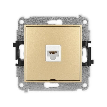 Mechanizm gniazda komputerowego pojedynczego 1xRJ45, kat. 6A, 8-stykowy, bez pola opisowego Karlik seria MINI 29MGKBO-7 kolor złoty