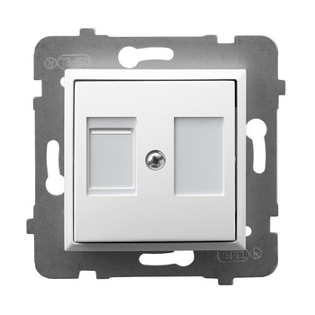 Obudowa gniazda pojedynczego z przesłoną typu Keystone prosta seria ARIA kolor Biały symbol GPK-1UP/p/00