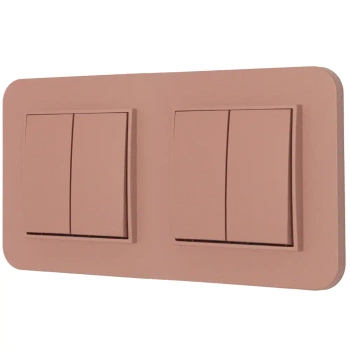 Dwa włączniki podwójne z ramką zaokrągloną seria MINI kolor łososiowy