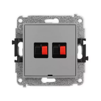 Mechanizm gniazda głośnikowego podwójnego, bez pola opisowego Karlik seria MINI 27MGGBO-2 kolor szary mat