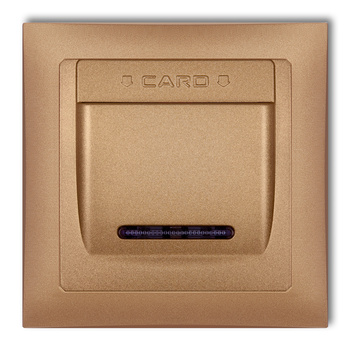 Łącznik hotelowy z ramką uniwersalną pojedynczą z tworzywa DECO Soft Karlik seria DECO 8DSHSO-1 kolor złoty metalik