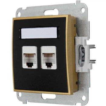 Gniazdo internetowe 2x bez ramki karlik mini kolor czarny mat/złoty