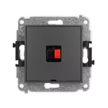 Mechanizm gniazda głośnikowego pojedynczego, bez pola opisowego Karlik seria MINI 28MGGBO-1 kolor grafitowy mat