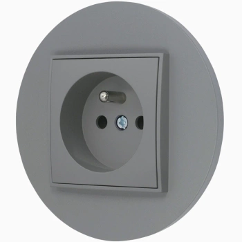 Gniazdo pojedyncze z ramką okrągłą seria MINI kolor szary mat