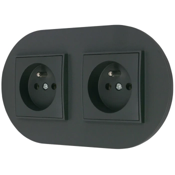 Dwa gniazda pojedyncze z ramką okrągłą seria MINI kolor grafitowy mat