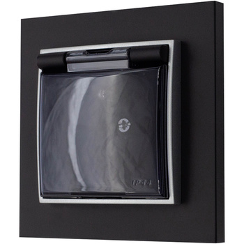 Gniazdo hermetyczne z ramką karlik mini kolor czarny mat/srebrny