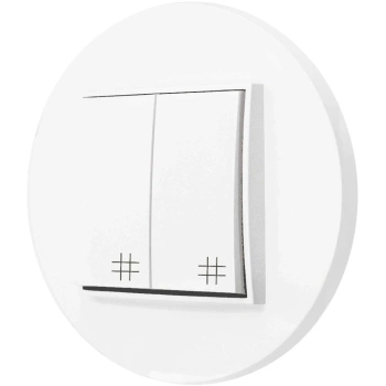 Włącznik krzyżowy podwójny z ramką okrągłą seria MINI kolor biały mat