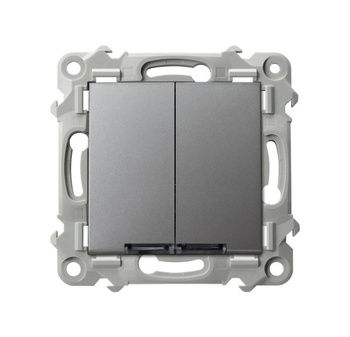 Łącznik podwójny zwierny z podświetleniem niebieskim seria SZAFIR kolor Szary mat symbol ŁP-17ZS/m/70