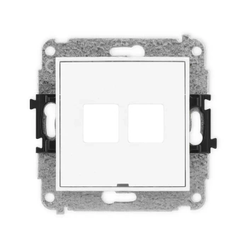 Mechanizm gniazda multimedialnego podwójnego bez modułu, bez pola opisowego standard Keystone Karlik seria MINI 25MGMBO-2P kolor biały mat