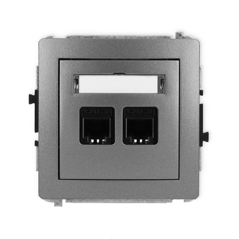 Mechanizm gniazda telefonicznego podwójnego 2xRJ11, 4-stykowy, beznarzędziowe Karlik seria DECO 11DGT-2 kolor grafitowy